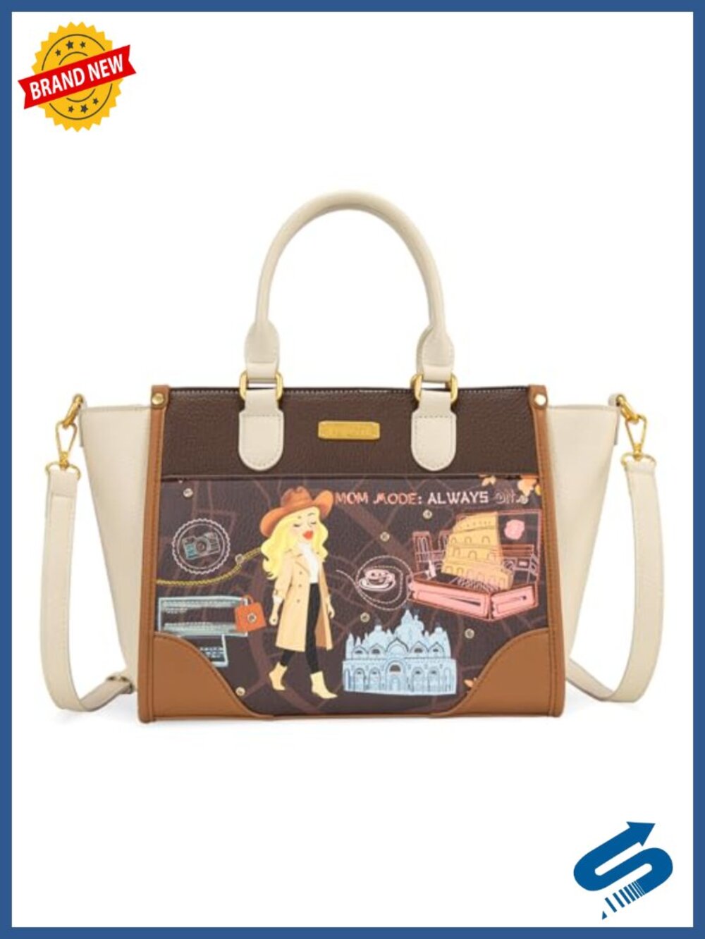PU Leather Tote Bag Crossbody Adjustable Strap Multi-Pocket with Gift Box